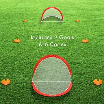 GoSports Portable Pop Up Soccer Goals for Backyard - Kids & Adults - Set of Two 4 ft Nets with Agility Training Cones and Carrying Case