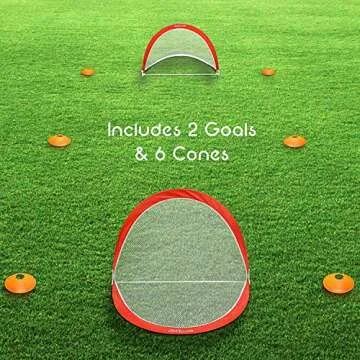 GoSports Portable Pop Up Soccer Goals for Backyard - Kids & Adults - Set of Two 4 ft Nets with Agility Training Cones and Carrying Case