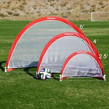 GoSports Portable Pop Up Soccer Goals for Backyard - Kids & Adults - Set of Two 4 ft Nets with Agility Training Cones and Carrying Case