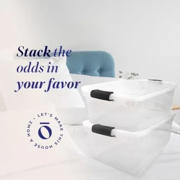 HOMZ 64 Quart Clear Storage Bins with Lidding