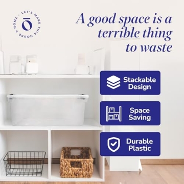 HOMZ 64 Quart Clear Storage Bins with Lidding