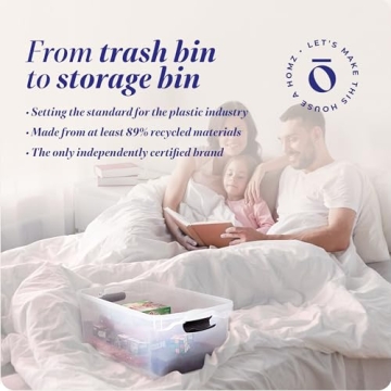 HOMZ 64 Quart Clear Storage Bins with Lidding