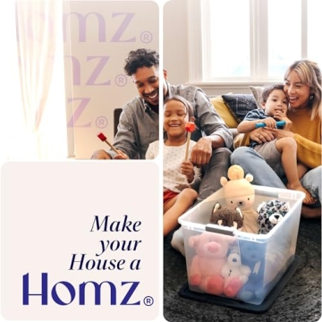HOMZ 64 Quart Clear Storage Bins with Lidding