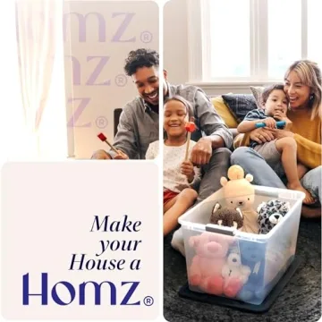HOMZ 64 Quart Clear Storage Bins with Lidding