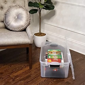 HOMZ 64 Quart Clear Storage Bins with Lidding