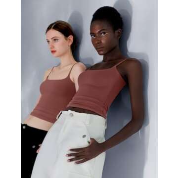 PUMIEY Womens Tank Tops Square Neck Sleeveless Tanks Spaghetti Straps Slim Fit Double Lined Sexy Going Out Tops, Marsala Small