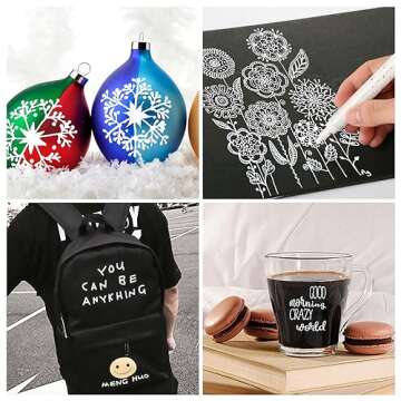 SFAIH Acrylic White Paint Pens - 8 Pack 2-3MM Medium Tip & 0.7MM Extra Fine White Paint Marker for Rock Painting, Wood, Metal, Fabric, Plastic, Canvas, Glass, Ceramic, Diy Crafts