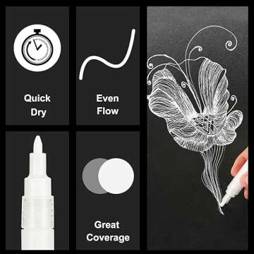 SFAIH Acrylic White Paint Pens - 8 Pack 2-3MM Medium Tip & 0.7MM Extra Fine White Paint Marker for Rock Painting, Wood, Metal, Fabric, Plastic, Canvas, Glass, Ceramic, Diy Crafts