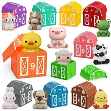 Learning Toy for Toddlers 1 2 3 Year Old, 10 Farm Animal Toys & 10 Barns, Counting, Matching & Sorti...