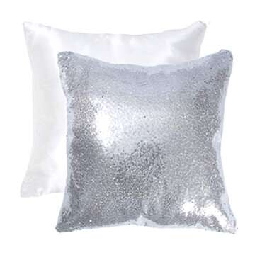 Eternal Beauty Silver Sequin Pillow Covers Set of 2