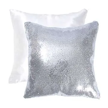 Eternal Beauty Silver Sequin Pillow Covers Set of 2