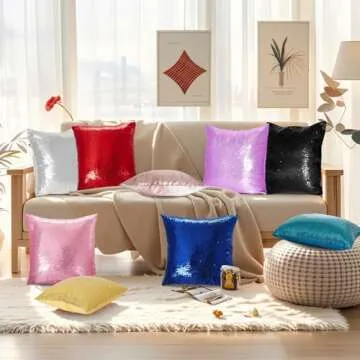 Eternal Beauty Silver Sequin Pillow Covers Set of 2