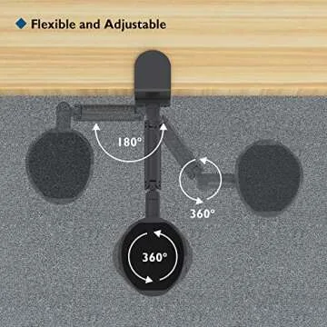 BONTEC Arm Rest Support Extender for Desk Armrest Pad Rotating Elbow Rest Holder (Black), Extendable & Adjustable, Aluminum Material