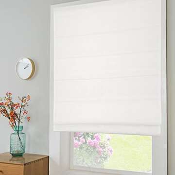 DEJAVU Cordless White Roman Shades for Windows, Fabric Thermal Insulated Window Blinds, Custom Made Room Darkening Blackout Light Filtering Roman Shades for Windows, Doors, Kitchen Windows