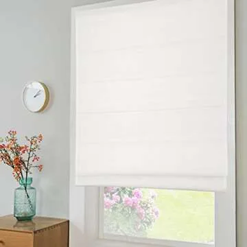 DEJAVU Cordless White Roman Shades for Windows, Fabric Thermal Insulated Window Blinds, Custom Made Room Darkening Blackout Light Filtering Roman Shades for Windows, Doors, Kitchen Windows
