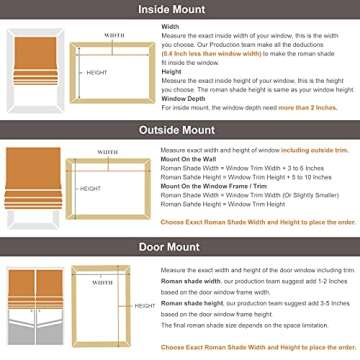 DEJAVU Cordless White Roman Shades for Windows, Fabric Thermal Insulated Window Blinds, Custom Made Room Darkening Blackout Light Filtering Roman Shades for Windows, Doors, Kitchen Windows