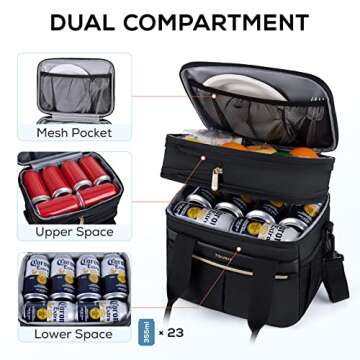 TOURIT Insulated Lunch Box Bag, Double Deck Leakproof Cooler Tote for Work Office Picnic, Expandable...