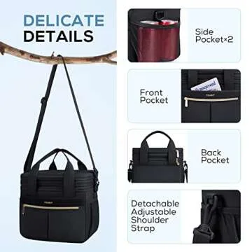 TOURIT Insulated Lunch Box Bag, Double Deck Leakproof Cooler Tote for Work Office Picnic, Expandable Lunch Container, Black
