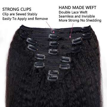 Mihugass Clip in Hair Extensions Real Human Hair Clip Ins 100% Unprocessed Brazilian Virgin Hair Clip Ins Kinky Straight Hair Clip ins for Women 8pcs with 18 Clips 120g Per Set (20inch)