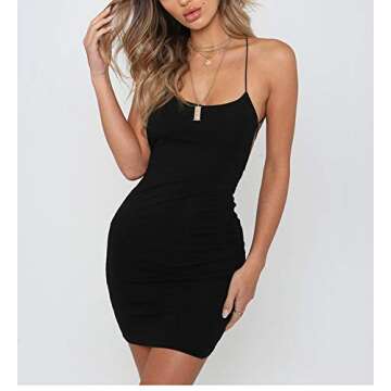 Just Quella Backless Bodycon Party Dress for Women - Black