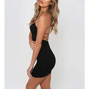 Just Quella Backless Bodycon Party Dress for Women - Black