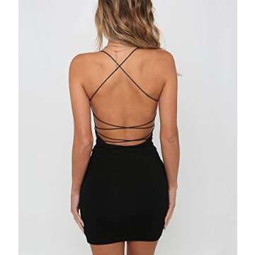 Just Quella Backless Bodycon Party Dress for Women - Black