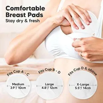 Organic Nursing Pads - 14 Washable Viscose Derived from Bamboo Breastfeeding Pads, Wash Bag, Reusable Breast Pads for Breastfeeding, Nipple Pads for Breastfeeding Essentials(Soft White, L 4.8")