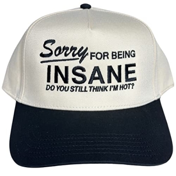 Sorry for Being Insane Vintage Trucker Hat - Cream/Black (Embroidered, Custom Fit for Men & Women, T...