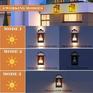 Nodfens 2 Pack Solar Wall Lanterns Outdoor with 3 Modes, Wireless Dusk to Dawn Motion Sensor LED Sco...