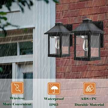 Nodfens 2 Pack Solar Wall Lanterns Outdoor with 3 Modes, Wireless Dusk to Dawn Motion Sensor LED Sconce Lights IP65 Waterproof, Exterior Front Porch Security Lamps Wall Mount Patio Fence