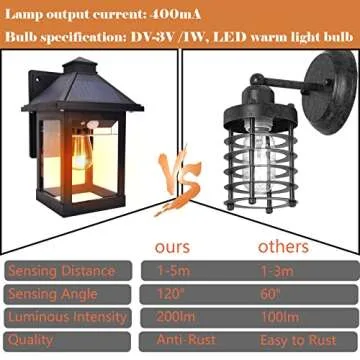 Nodfens 2 Pack Solar Wall Lanterns Outdoor with 3 Modes, Wireless Dusk to Dawn Motion Sensor LED Sconce Lights IP65 Waterproof, Exterior Front Porch Security Lamps Wall Mount Patio Fence