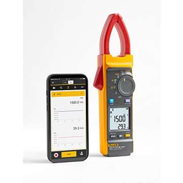 Fluke 393 FC Solar Clamp Meter, CAT III 1500 V, IP54-Rated, DC Power Measurements, Audio Polarity Indicator, Visual Continuity, Fluke Connect Software Enabled,Thin Jaw For Easy Access, Includes iFlex