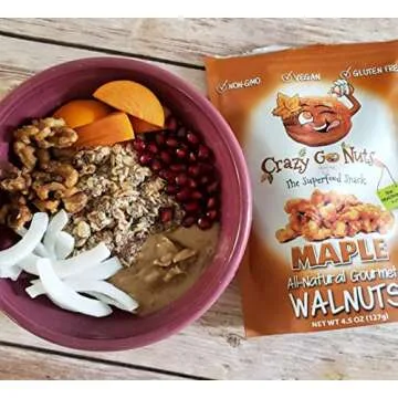 Crazy Go Nuts Walnuts - Maple, 4.5 oz (3-Pack) - Healthy Snacks, Vegan, Low Carb, Gluten Free, Superfood - Natural, Non-GMO, ALA, Omega 3 Fatty Acids, Good Fats, and Antioxidants