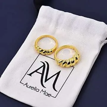 Elegant Aurelia Mae 18K Gold Croissant Dome Ring