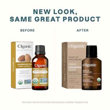 Cliganic Organic Cedarwood Essential Oil - 100% Pure Natural Undiluted, for Aromatherapy Diffuser | Non-GMO Verified (Packaging May Vary)