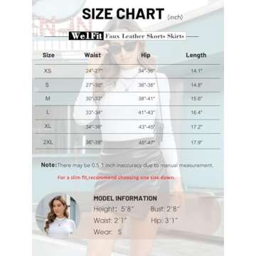 We1Fit Faux Leather Skorts for Woman Dressy Casual High Waisted PU Leather Shorts Ruched Wrap Skorts Skirts Black