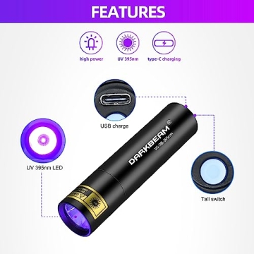 Darkbeam Mini UV Black Light Flashlight Rechargeable Portable
