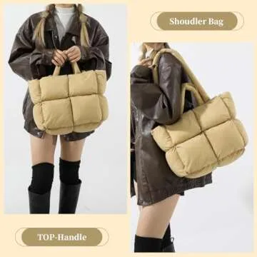 IHAYNER Quilted Puffer Tote Bag for Women