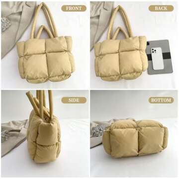 IHAYNER Quilted Puffer Tote Bag for Women