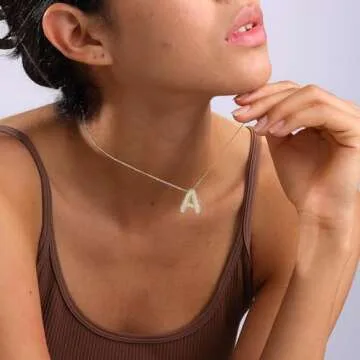 CUEZIY Personalised Bubble Letter Necklace - Dainty Gold Jewelry