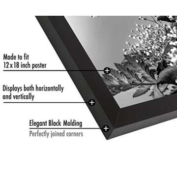 Americanflat 12x18 Poster Frame with Polished Plexiglass - Black Picture Frame with Engineered Wood - Epic Collection - Wide Photo Frame for Wall Display