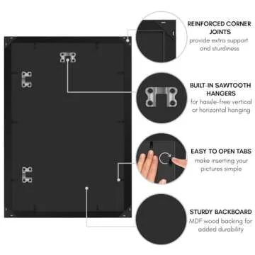 Americanflat 12x18 Poster Frame with Polished Plexiglass - Black Picture Frame with Engineered Wood - Epic Collection - Wide Photo Frame for Wall Display