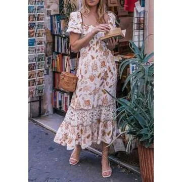 ZESICA Women's Boho Floral Maxi Dress for Summer Style