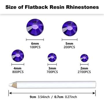 Briskbloom 4500PCS Resin Flatback Rhinestone, 2mm 3mm 4mm 5mm 6mm Purple Violet Flatback Rhinestones for Tumblers, Nails Art, Mugs, Bottles, Craft Decoration, Loose Bling Glitter Gem Stone