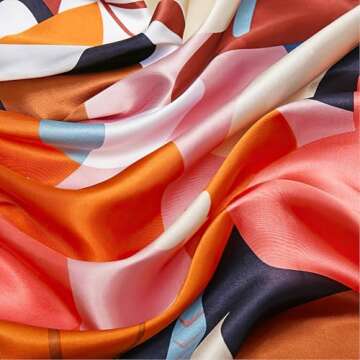 vimate Silk Head Scarves, Women's Lightweight 35" Square Satin Scarf for Hair Wrapping at Night. (Style-13)