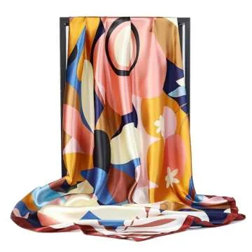 vimate Silk Head Scarves, Women's Lightweight 35" Square Satin Scarf for Hair Wrapping at Night. (Style-13)