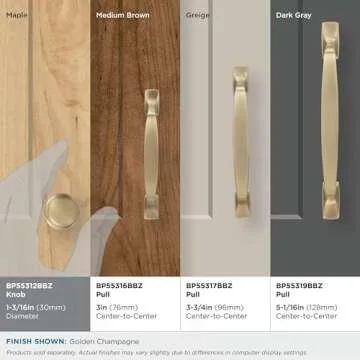 Amerock | Cabinet Knob | Golden Champagne | 1-3/16 inch (30 mm) Diameter | Highland Ridge | 1 Pack | Drawer Knob | Cabinet Hardware