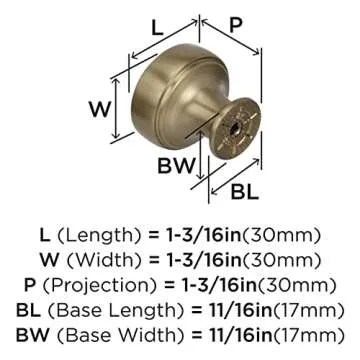Amerock | Cabinet Knob | Golden Champagne | 1-3/16 inch (30 mm) Diameter | Highland Ridge | 1 Pack | Drawer Knob | Cabinet Hardware