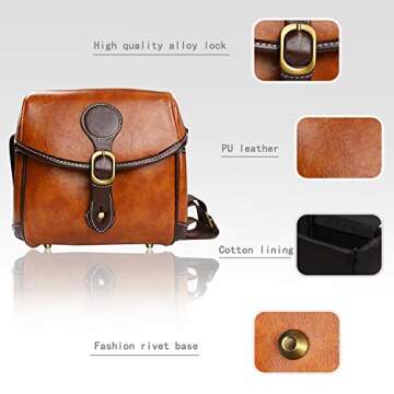 Topixdeals Canon Camera Bag,Dslr Camera Bag,leather camera bag,Removable Inserts,Waterproof Shockproof Camera Case For Canon, Nikon, Sony, Pentax, Olympus, Panasonic, Samsung,Brown Leather