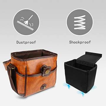 Topixdeals Canon Camera Bag,Dslr Camera Bag,leather camera bag,Removable Inserts,Waterproof Shockproof Camera Case For Canon, Nikon, Sony, Pentax, Olympus, Panasonic, Samsung,Brown Leather